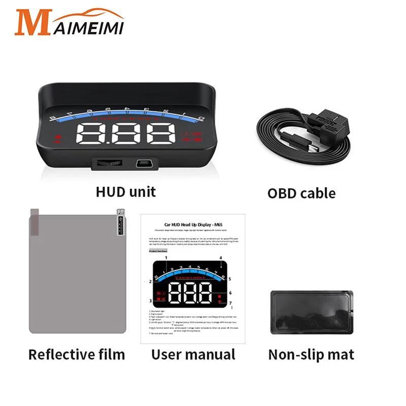 HD M6S HUD ڵ  ÷, OBD2   溸,    ÷, ڵ  ׼, km/h